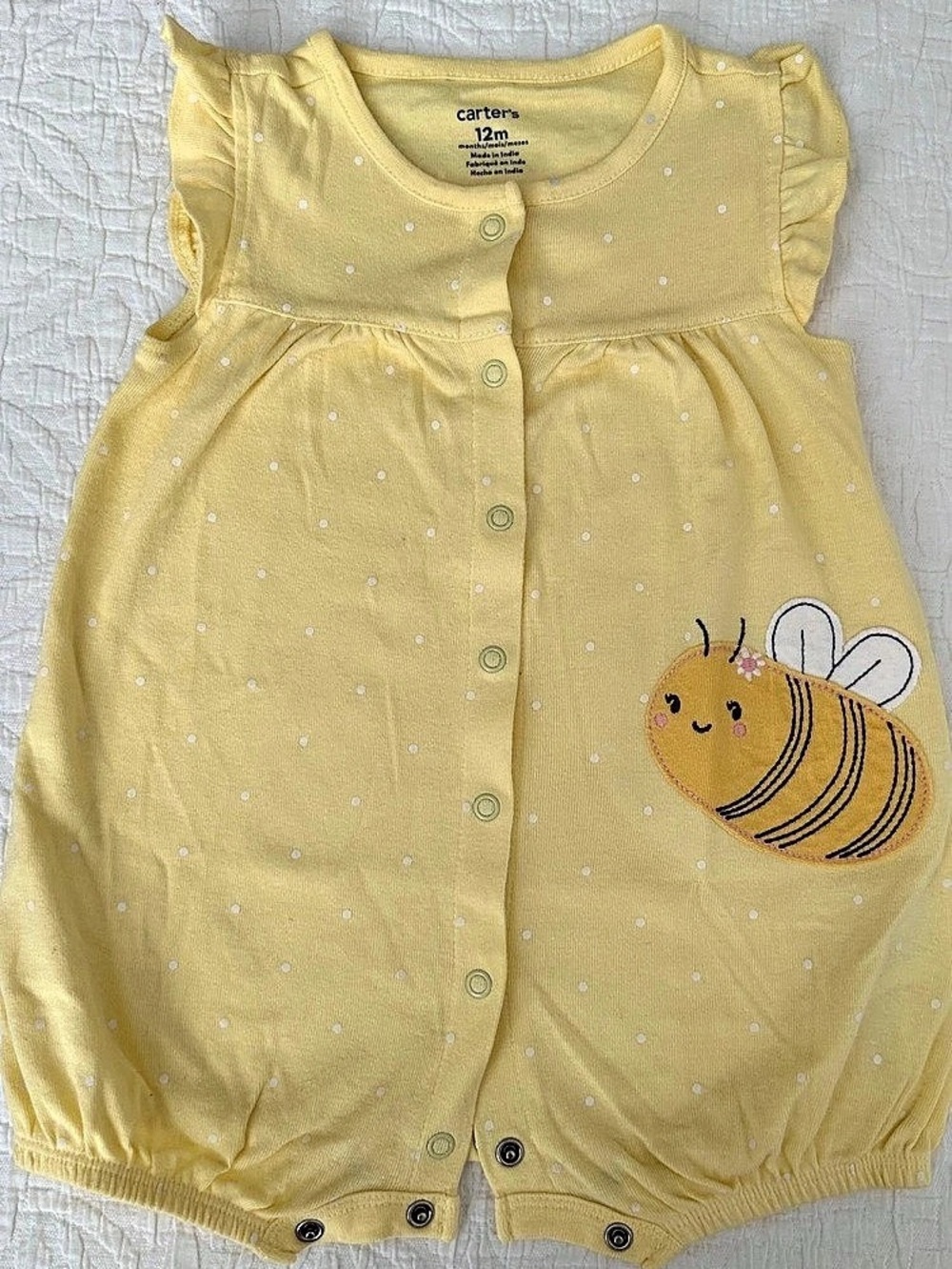 Carter's Baby 12M Yellow Bee Romper Like New